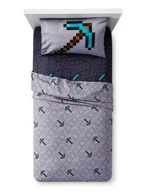 Minecraft 3pc Twin Kids' Sheet Set Gray- Reversible